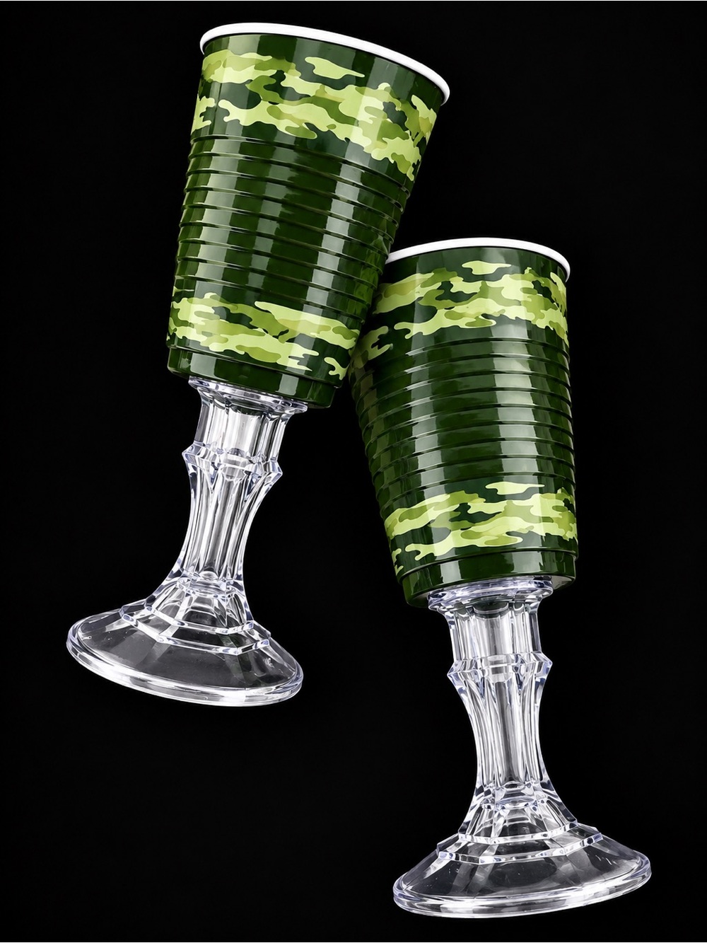 Green Camo Wine Goblets - Pack of 2